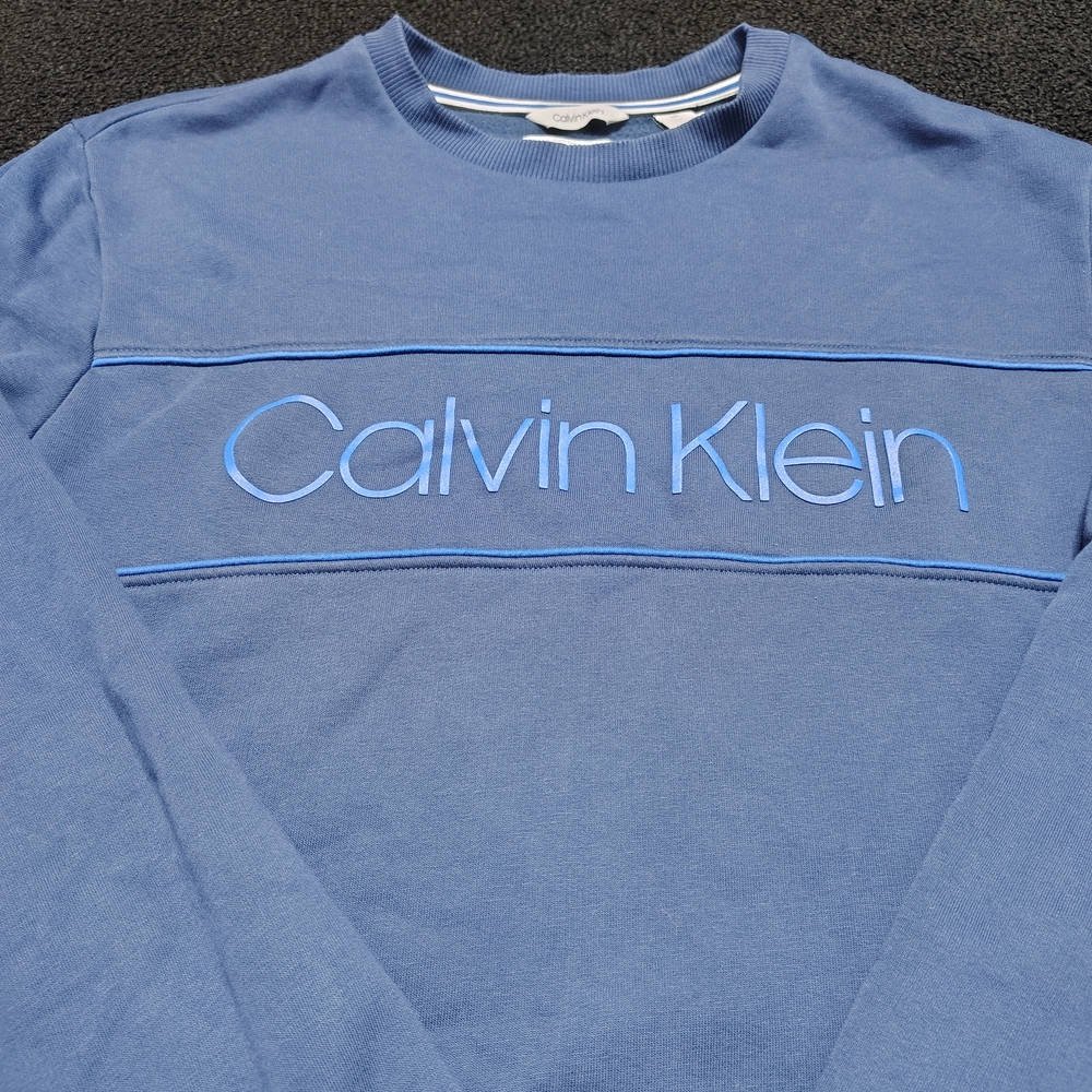 Calvin Klein Soft Touch Blue Fleece Pullover Sweatshirt Men's Size Large